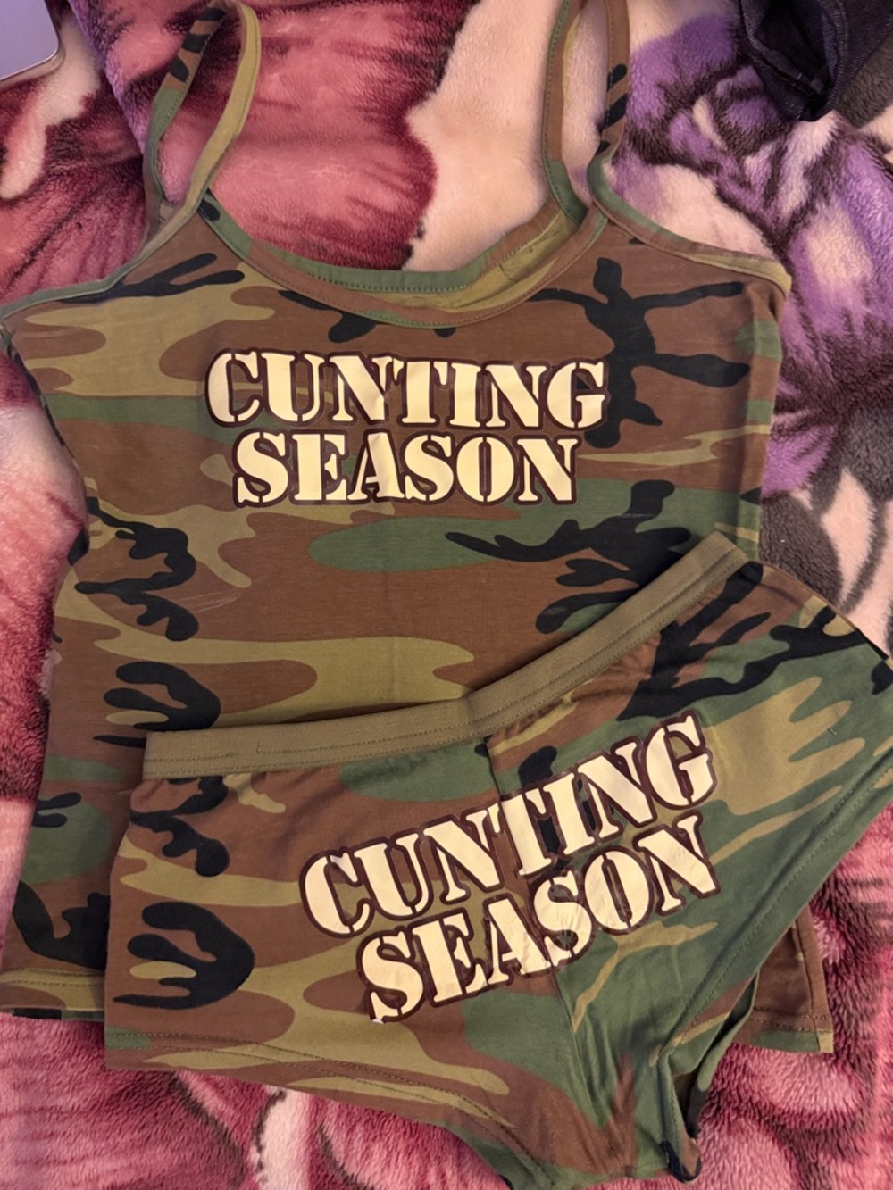 Camo "Cunting Season" Tank & Shorts Set
